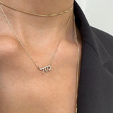 Jennifer Zeuner Hebrew 14K Pave Necklace