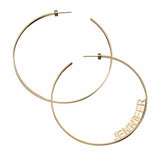 Jennifer Zeuner Jewelry Ciara 2.5" Hoops 18k yellow gold plated silver / right earring