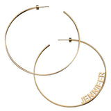 Jennifer Zeuner Jewelry Ciara 3" Hoops 18k yellow gold plated silver / right earring