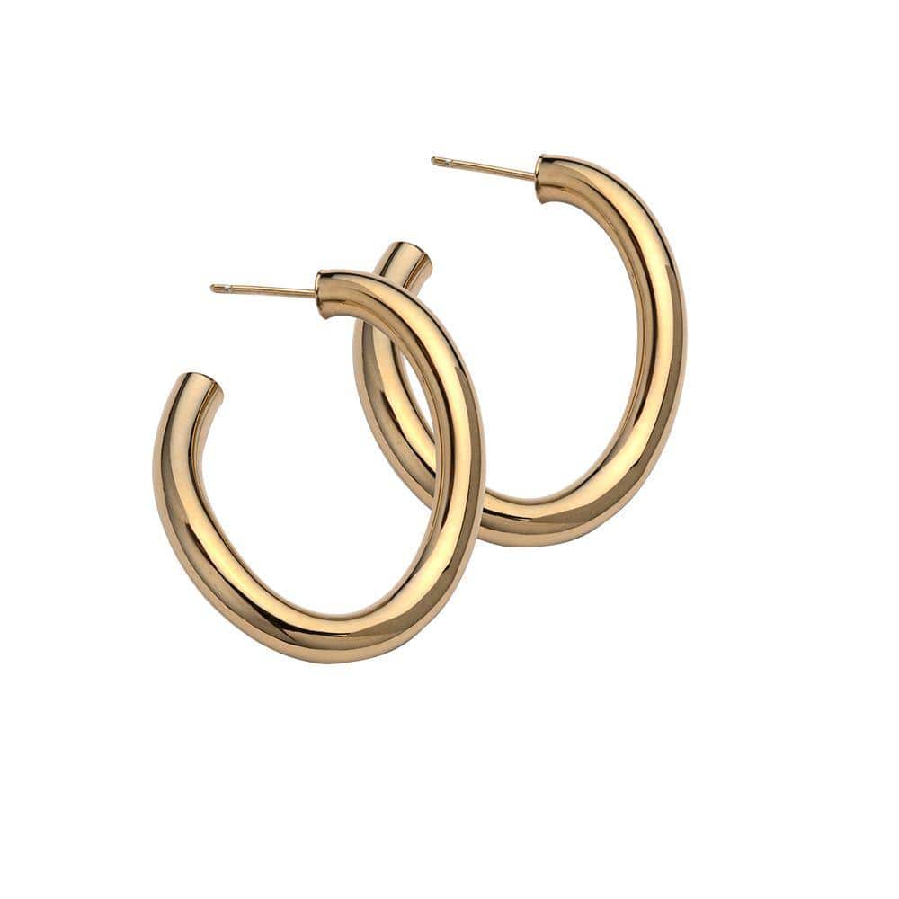 Jennifer Zeuner Jewelry Edna 1.75" Hoops 18k yellow gold plated silver