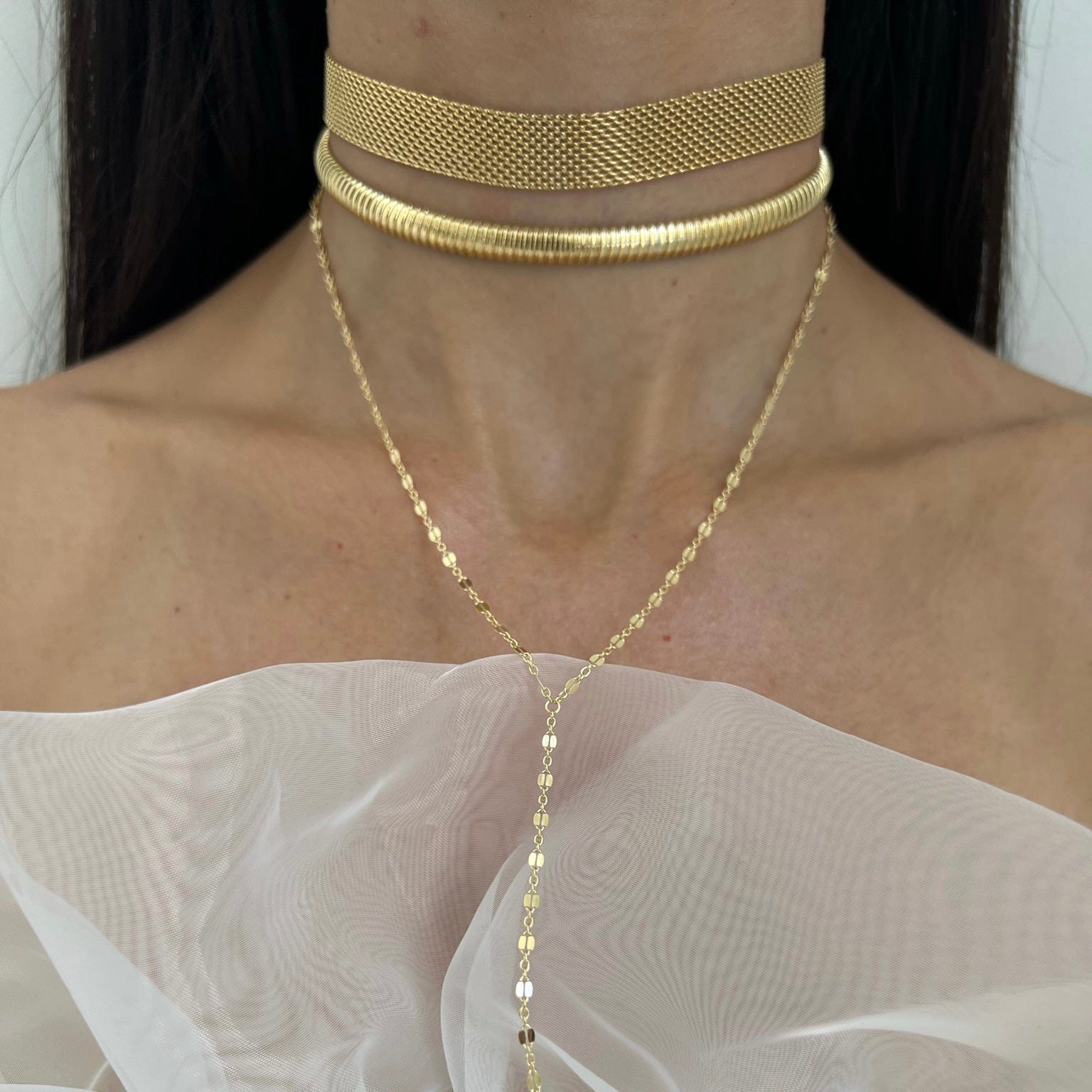 Jennifer Zeuner Jewelry Gal 1/2" Mesh Choker Gold Vermeil