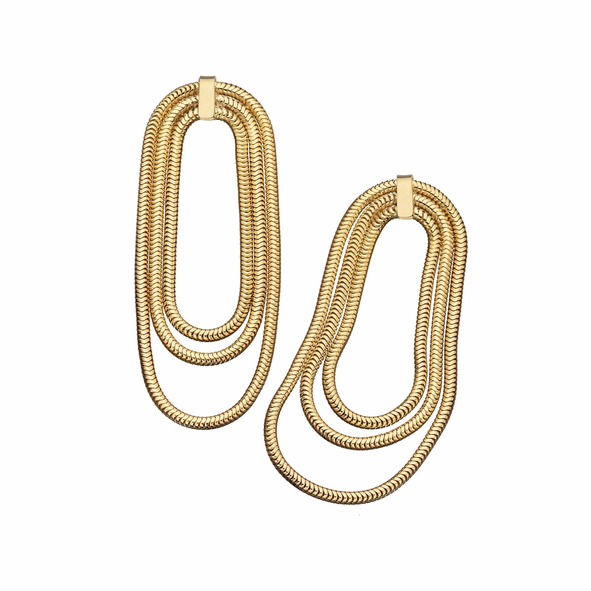 Jennifer Zeuner Jewelry Julia 2" Earrings 18k yellow gold plated silver