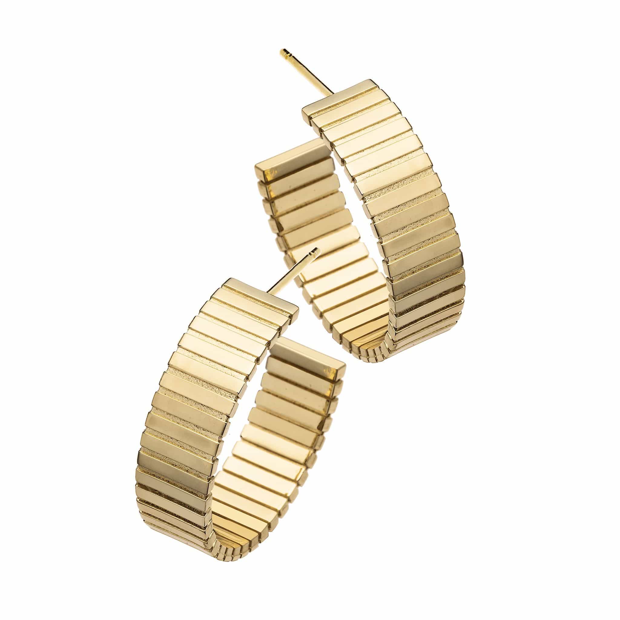 Jennifer Zeuner Jewelry Odessa 1" Earrings 18k yellow gold plated silver