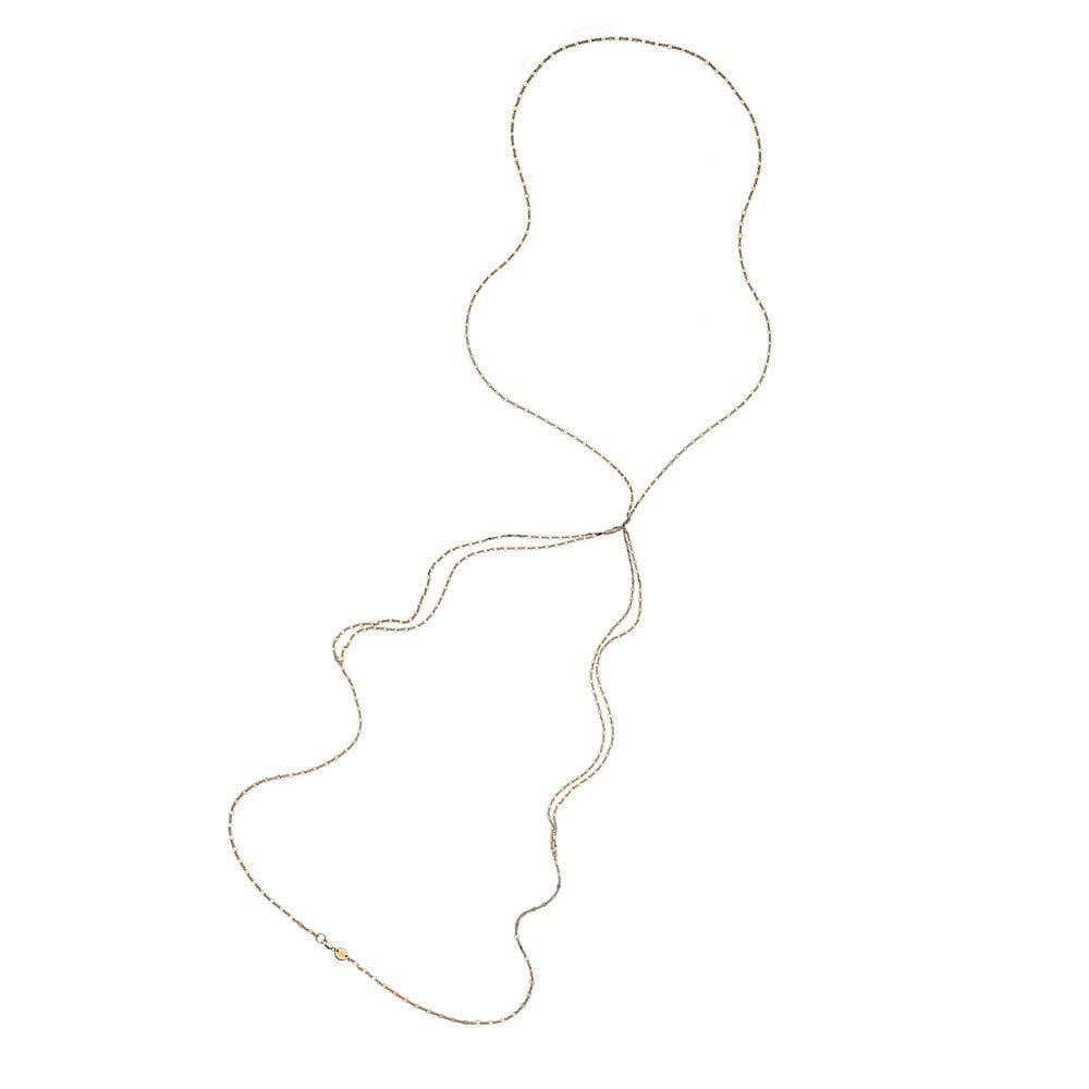 Jennifer Zeuner Jewelry Sabrina Body Chain 18k yellow gold plated silver