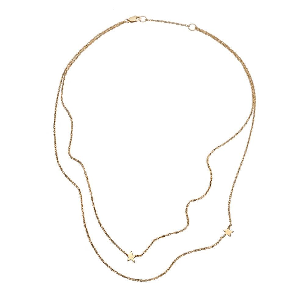 Jennifer Zeuner Jewelry Star Double Necklace stainless steel plated yellow gold