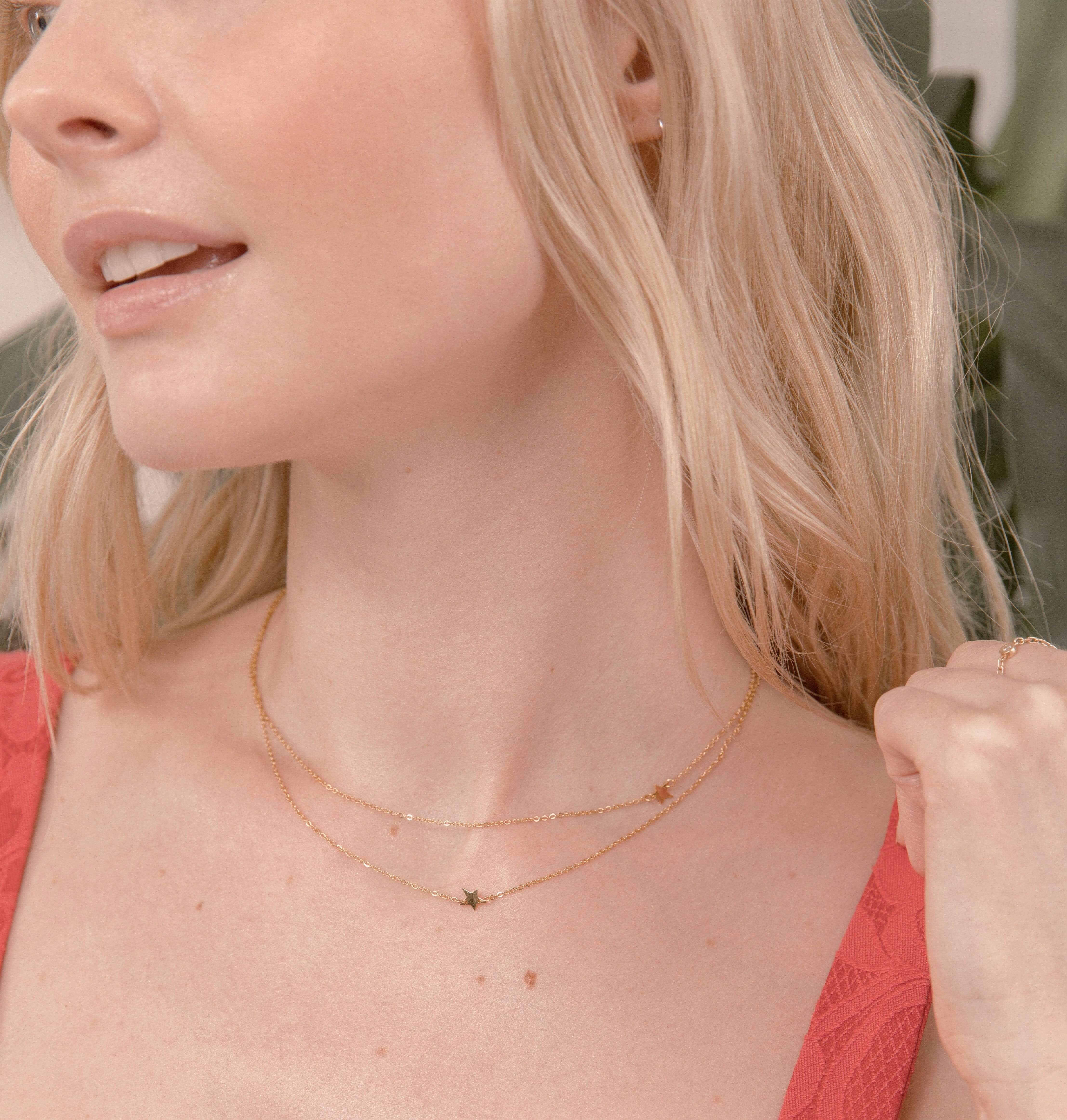 Jennifer Zeuner Jewelry Star Double Necklace stainless steel plated yellow gold