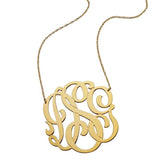 Jennifer Zeuner Jewelry Blake Swirly 3 Initial Monogram Necklace