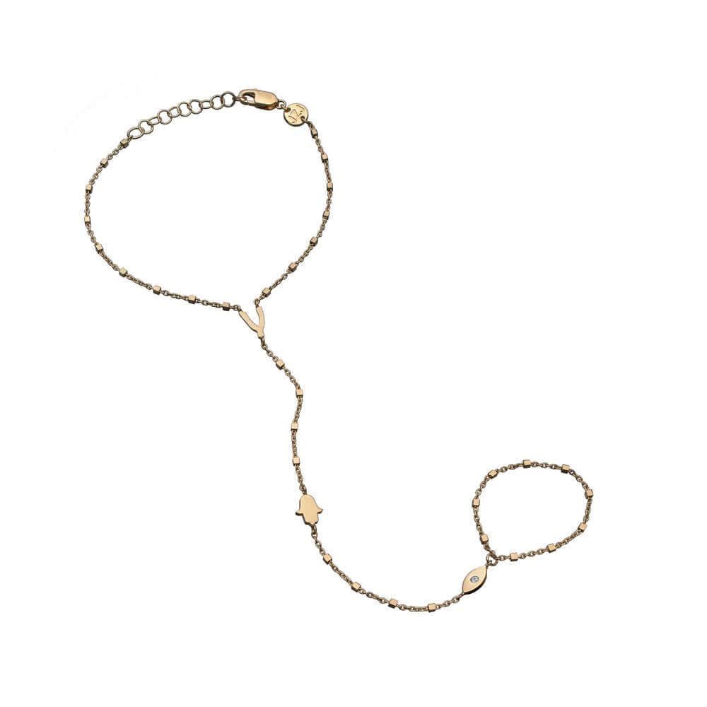 Jennifer Zeuner Brynn Handchain 18k Yellow Gold Plated Silver