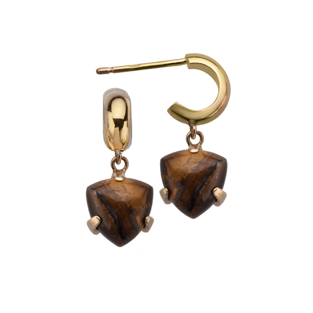 Jennifer Zeuner Callahan Earrings 18k Gold Plated Brass (Sterling Silver Posts) / Tiger's Eye