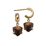 Jennifer Zeuner Callahan Earrings 18k Gold Plated Brass (Sterling Silver Posts) / Tiger's Eye
