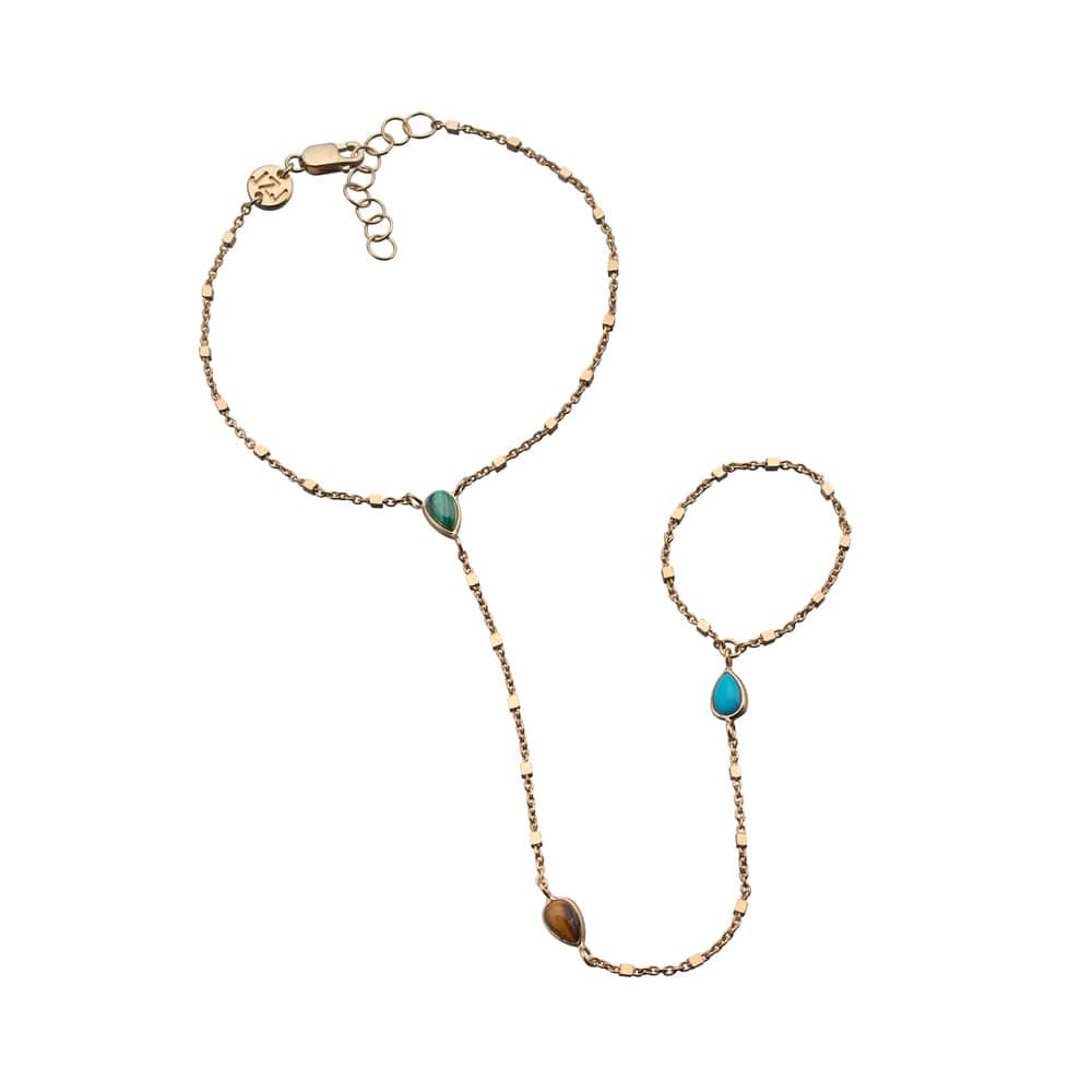 Jennifer Zeuner Daphne Handchain 18k Yellow Gold Plated Silver