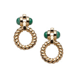 Jennifer Zeuner Davis 1" Earrings 18k yellow gold plated silver / Malachite