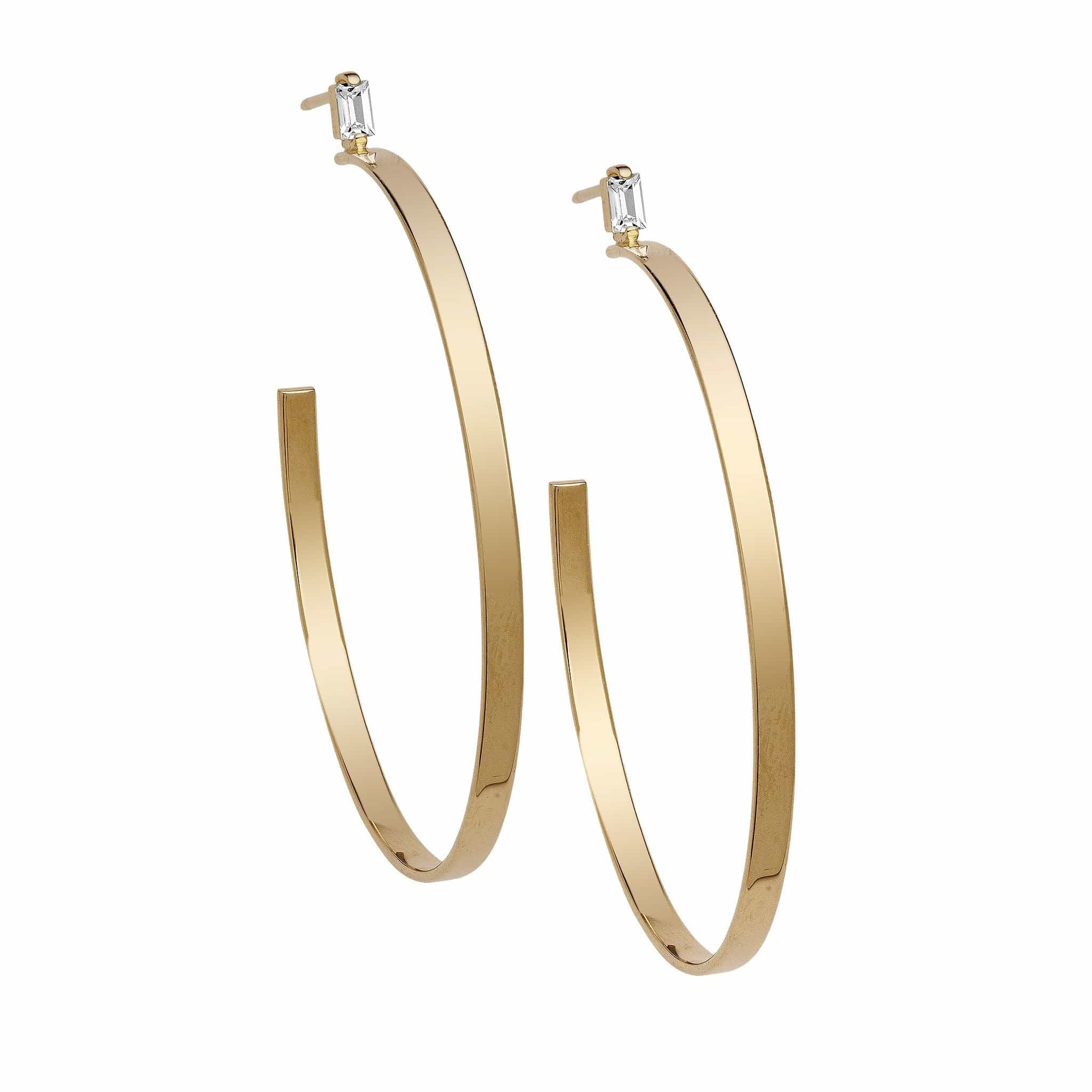 Jennifer Zeuner Jewelry Gemma 2" Hoops 18k yellow gold plated silver