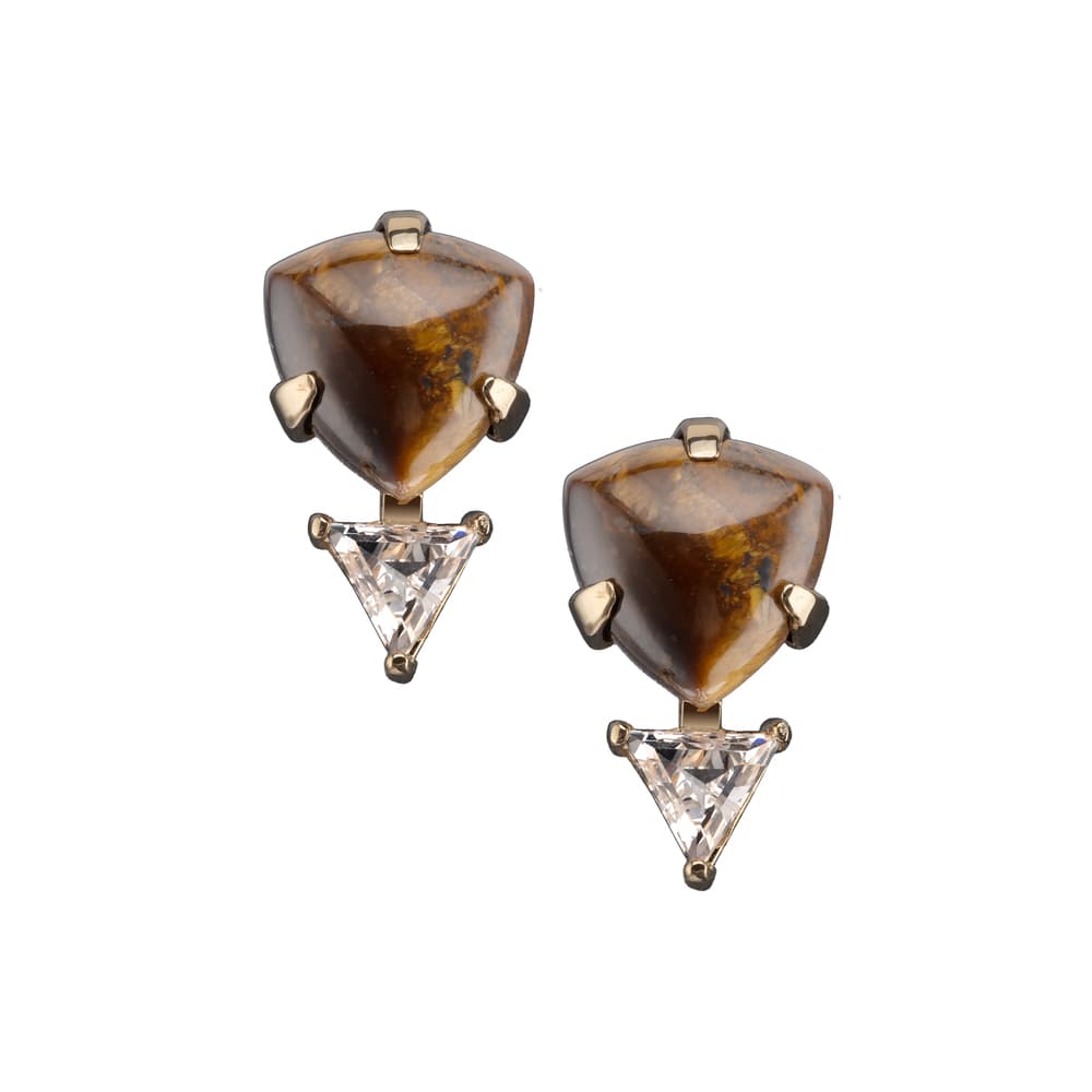 Jennifer Zeuner Lido Earrings 18k Yellow Gold Plated Silver / Tiger's Eye