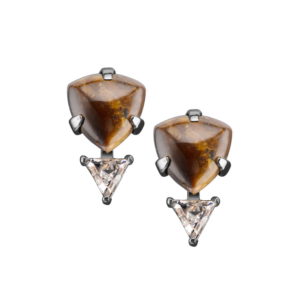 Jennifer Zeuner Lido Earrings Sterling silver / Tiger's Eye