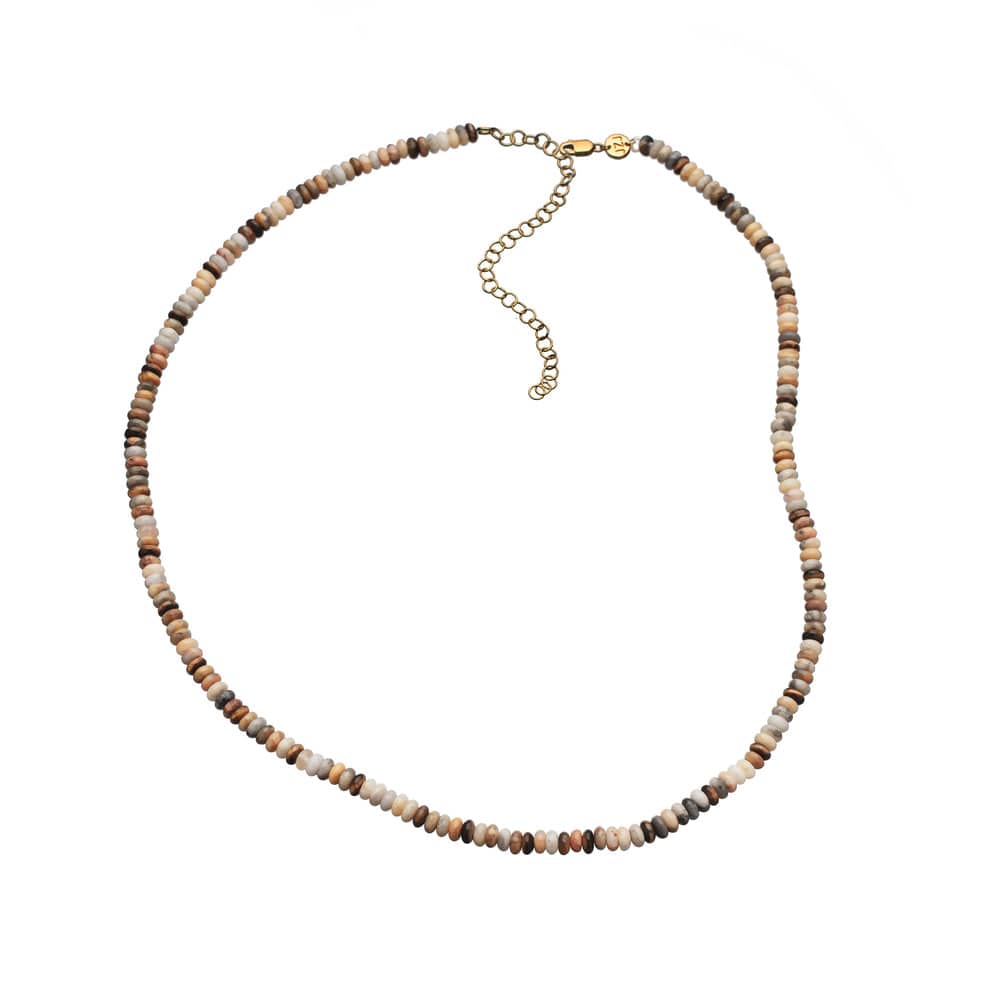 Jennifer Zeuner Mara Necklace 18k Yellow Gold Plated Silver / 4mm Crazy Lace Agate