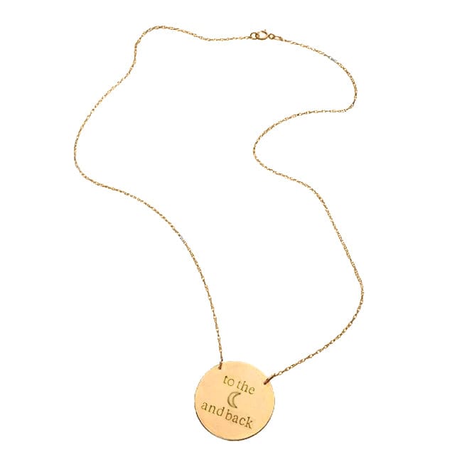 Jennifer Zeuner Jewelry Sabine 1" Block Initial Engraved Medal Necklace 14k yellow gold