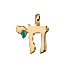 Jennifer Zeuner Silvan Charm 18k yellow gold plated silver / malachite
