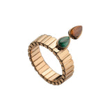 Jennifer Zeuner Sutton Ring 18K Gold Plated Brass / 4 / Malachite  & Tiger's Eye