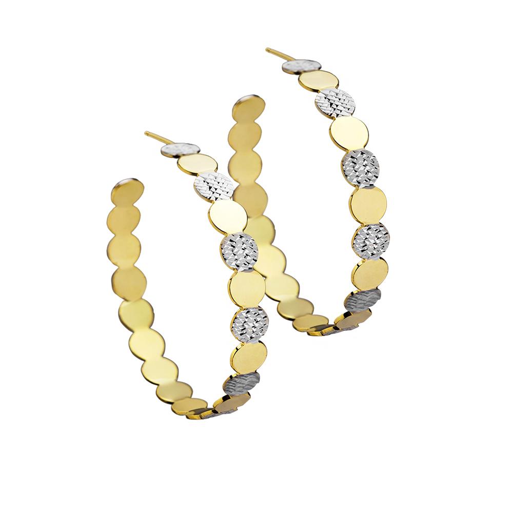 Jennifer Zeuner Jewelry Bianca 2" Hoops two tone