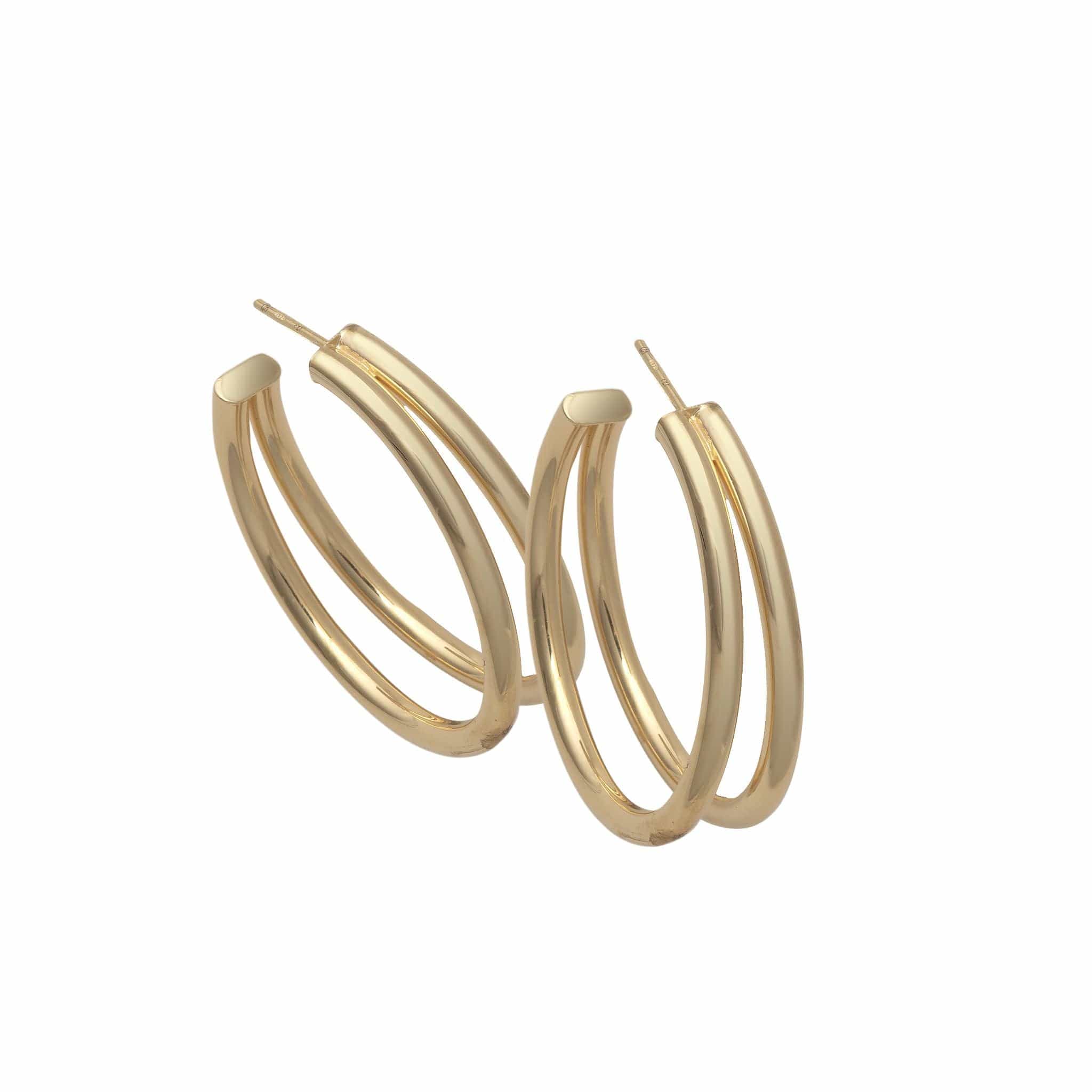 Jennifer Zeuner Jewelry Calista 1.5" Hoops 18k yellow gold plated silver