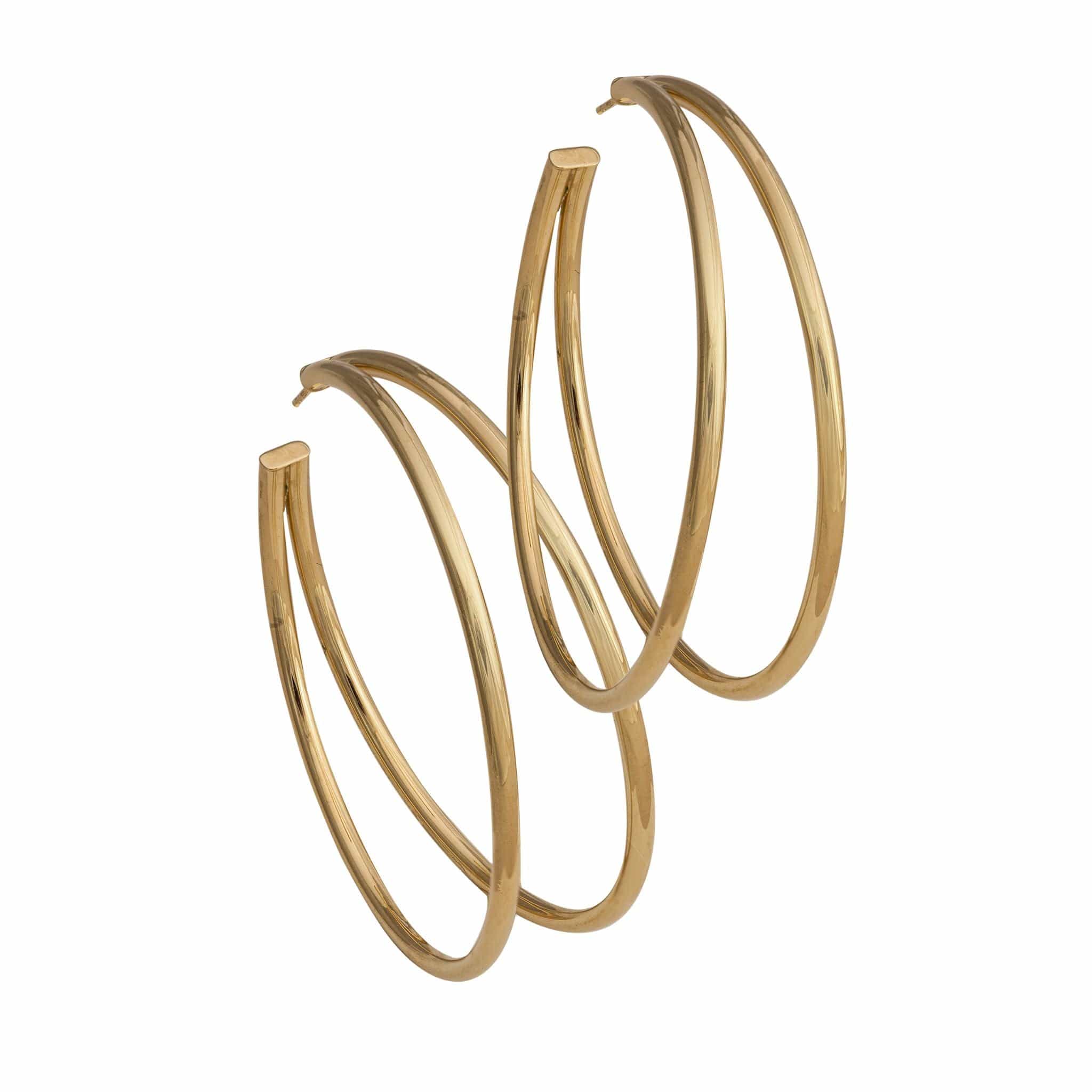 Jennifer Zeuner Jewelry Calista 2.5" Hoops 18k yellow gold plated silver
