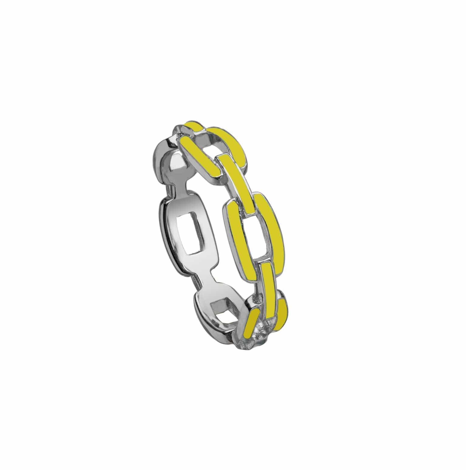 Jennifer Zeuner Jewelry Carmine Enamel Ring 5 / neon yellow enamel - 18k yellow gold plated silver