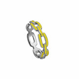 Jennifer Zeuner Jewelry Carmine Enamel Ring 5 / neon yellow enamel - 18k yellow gold plated silver