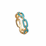Jennifer Zeuner Jewelry Carmine Enamel Ring 6 / turquoise enamel - 18k yellow gold plated silver