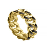 Jennifer Zeuner Jewelry Charly Enamel Ring 6 / 18k yellow gold plated silver/black enamel