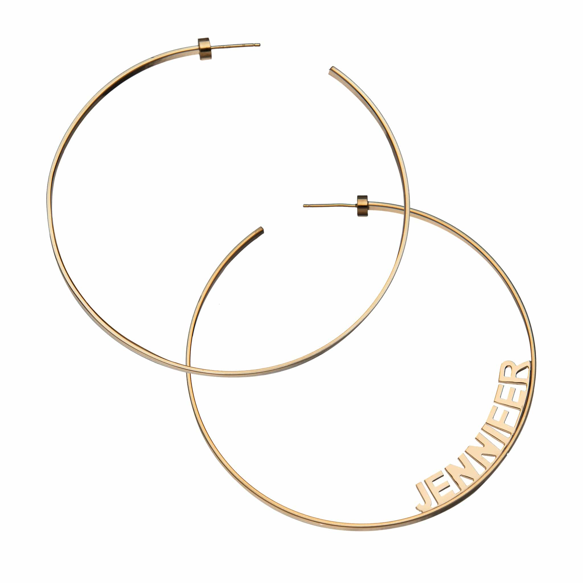 Jennifer Zeuner Jewelry Ciara 2.5" Hoops 18k yellow gold plated silver / right earring