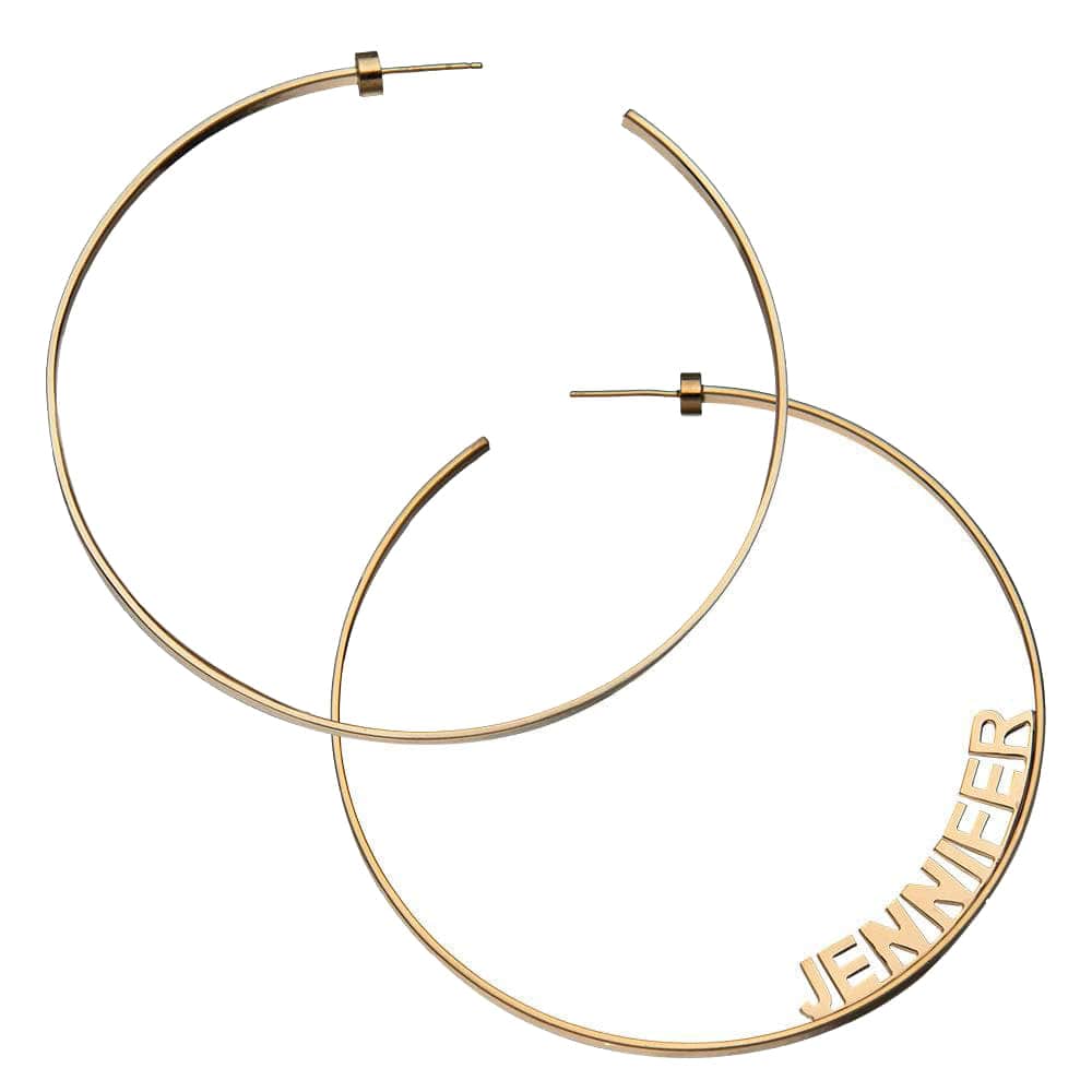 Jennifer Zeuner Jewelry Ciara 3" Hoops 18k yellow gold plated silver / right earring