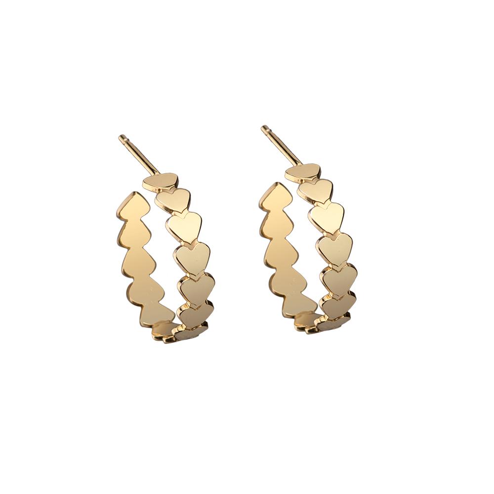 Jennifer Zeuner Jewelry Drea 3/4" Mini Heart Hoops 18k yellow gold plated silver