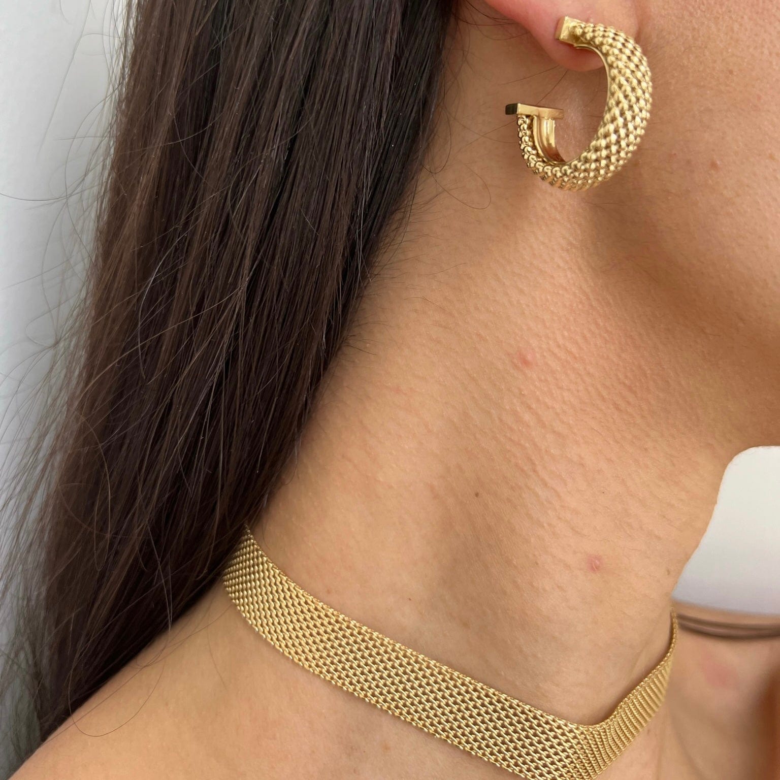 Jennifer Zeuner Jewelry Gal 1/2" Mesh Choker Gold Vermeil