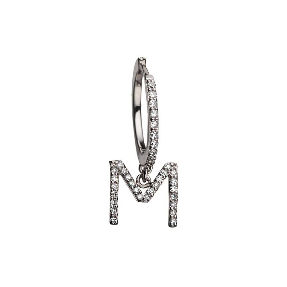 Jennifer Zeuner Jewelry Gigi Pave 14K Huggie 14k white gold / single