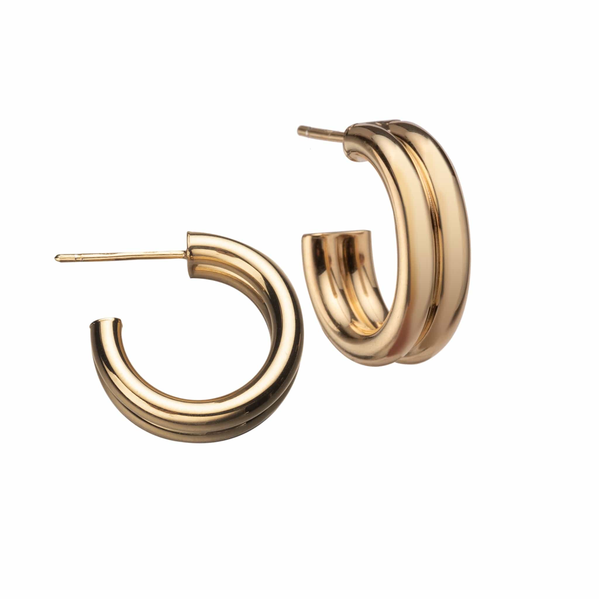 Jennifer Zeuner Jewelry Ingrid 3/4” Earrings 18k yellow gold plated silver