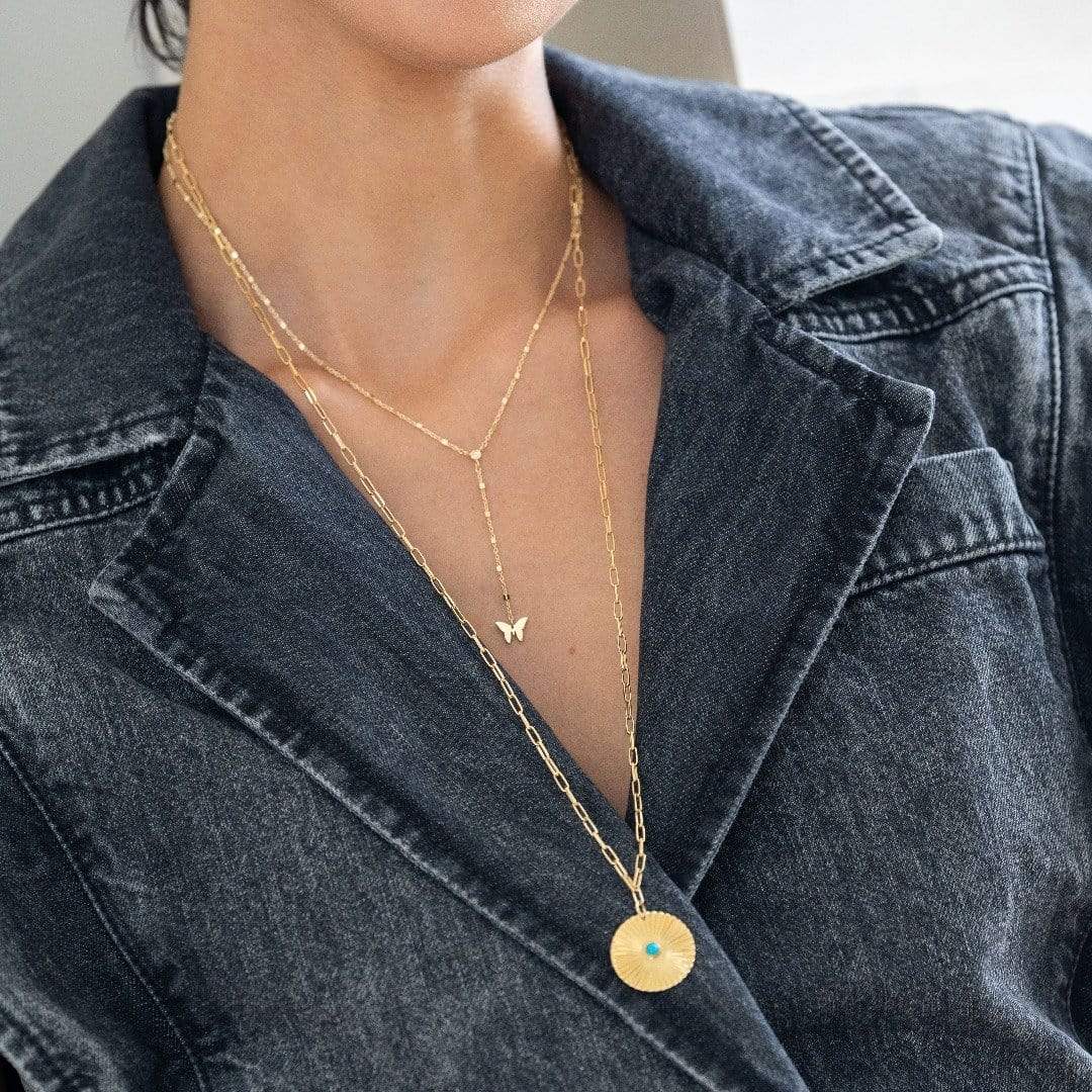 Jennifer Zeuner Jewelry Iris Turquoise Necklace Gold Vermeil