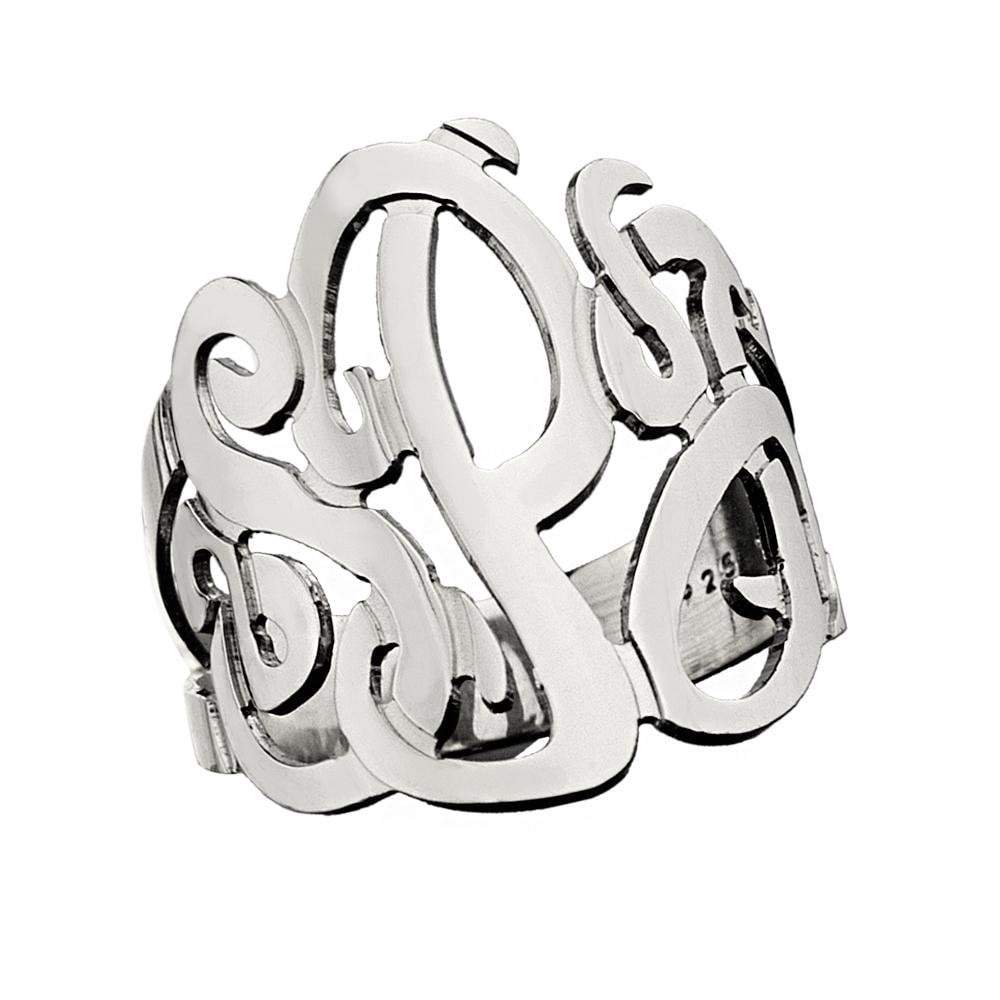 Monogram Initial Ring in Sterling Silver