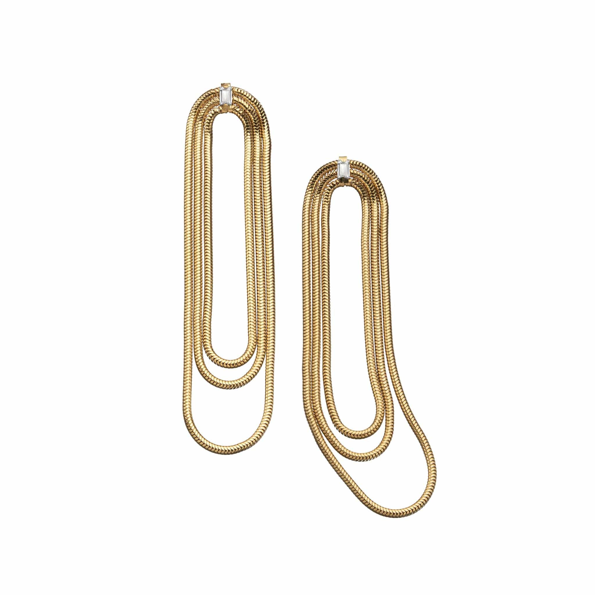 Jennifer Zeuner Jewelry Juliana 3.25" Earrings 18k yellow gold plated silver
