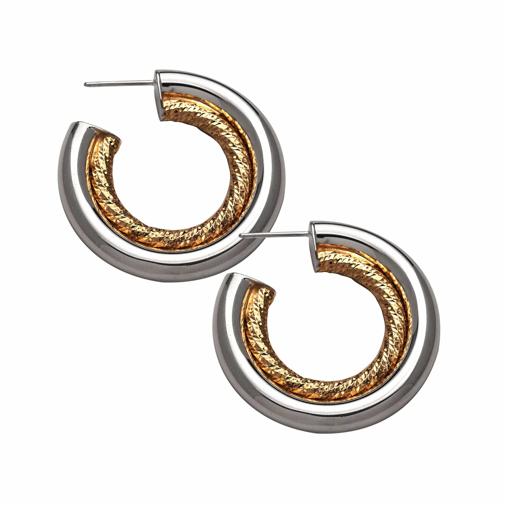 Jennifer Zeuner Jewelry Juniper 1.5” Earrings Two Tone