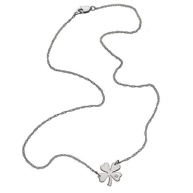 Jennifer Zeuner Jewelry Lowndes 1/2" Clover Necklace 14k white gold