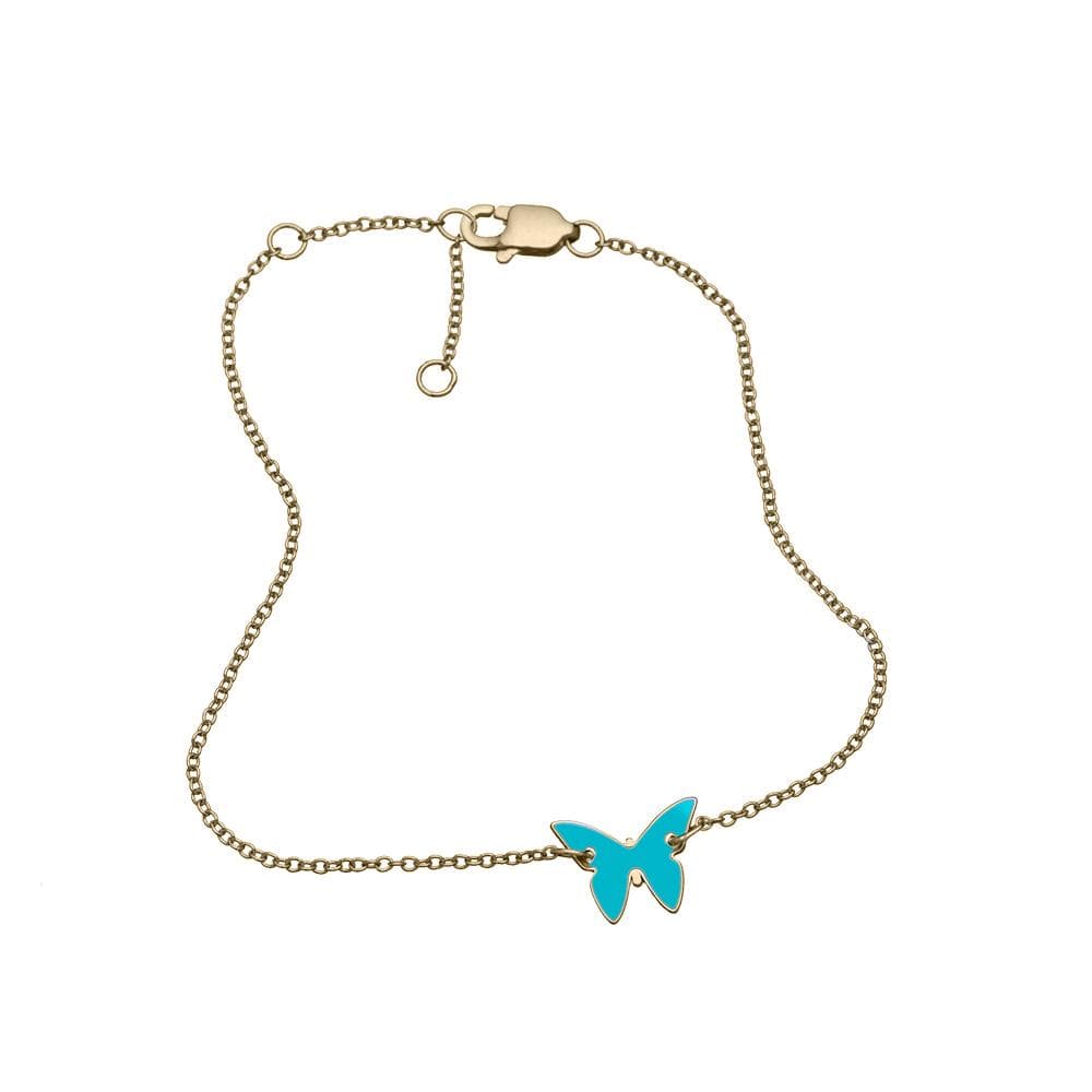 Jennifer Zeuner Jewelry Mariah Enamel Anklet turquoise enamel - 14k yellow gold plated