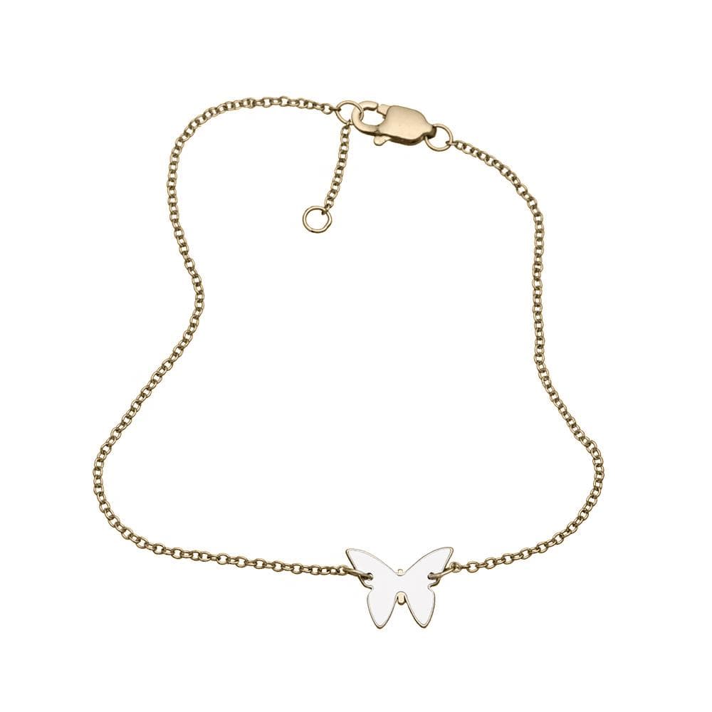 Jennifer Zeuner Jewelry Mariah Enamel Anklet white enamel - 14k yellow gold plated