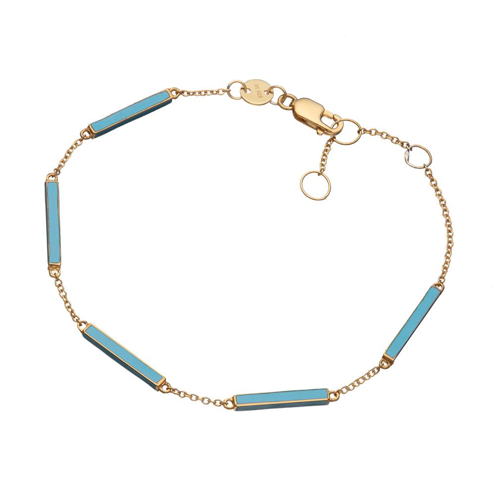 Jennifer Zeuner Jewelry Nadine Enamel Bracelet turquoise enamel/18k yellow gold plated silver