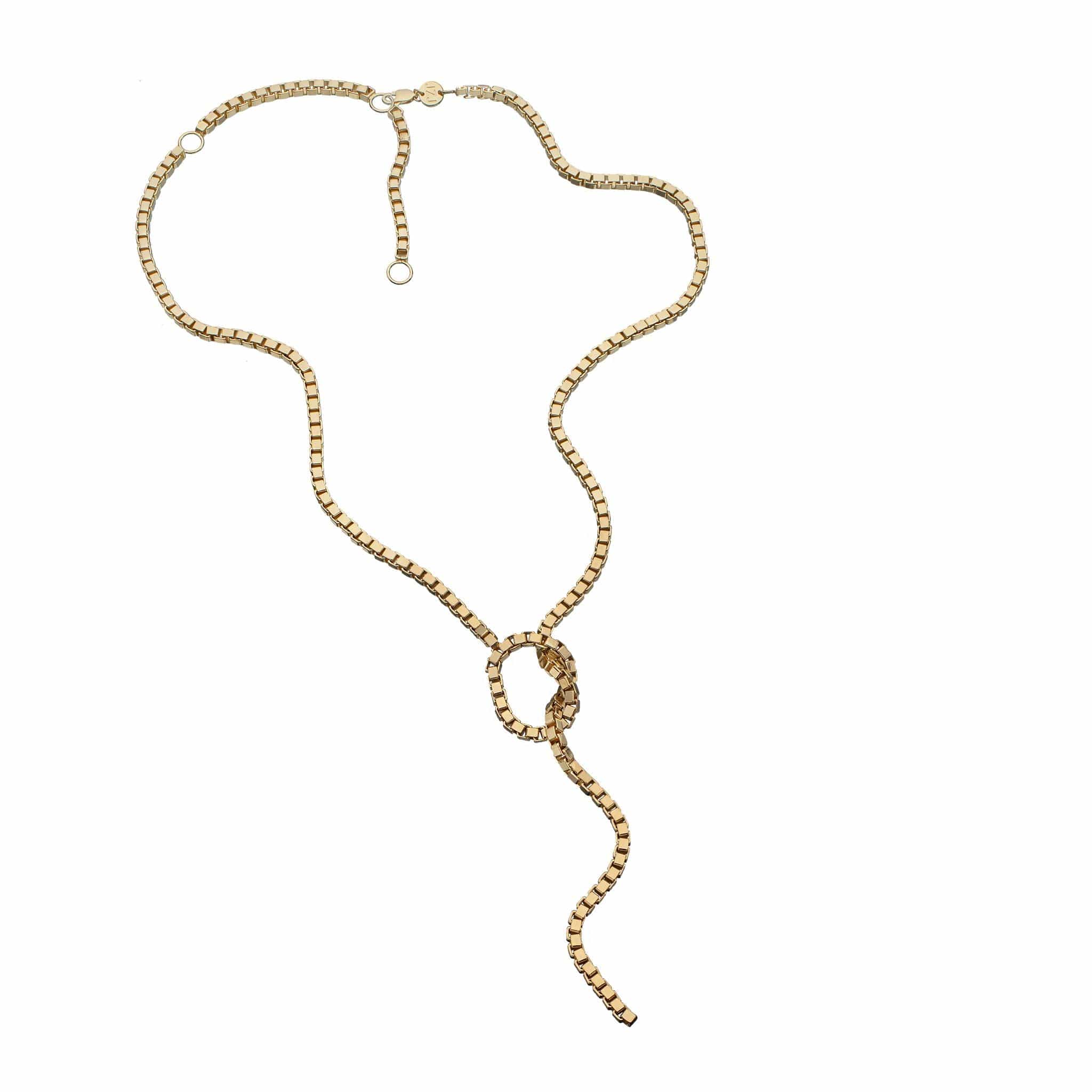 Jennifer Zeuner Jewelry Rima Lariat 18k yellow gold plated silver