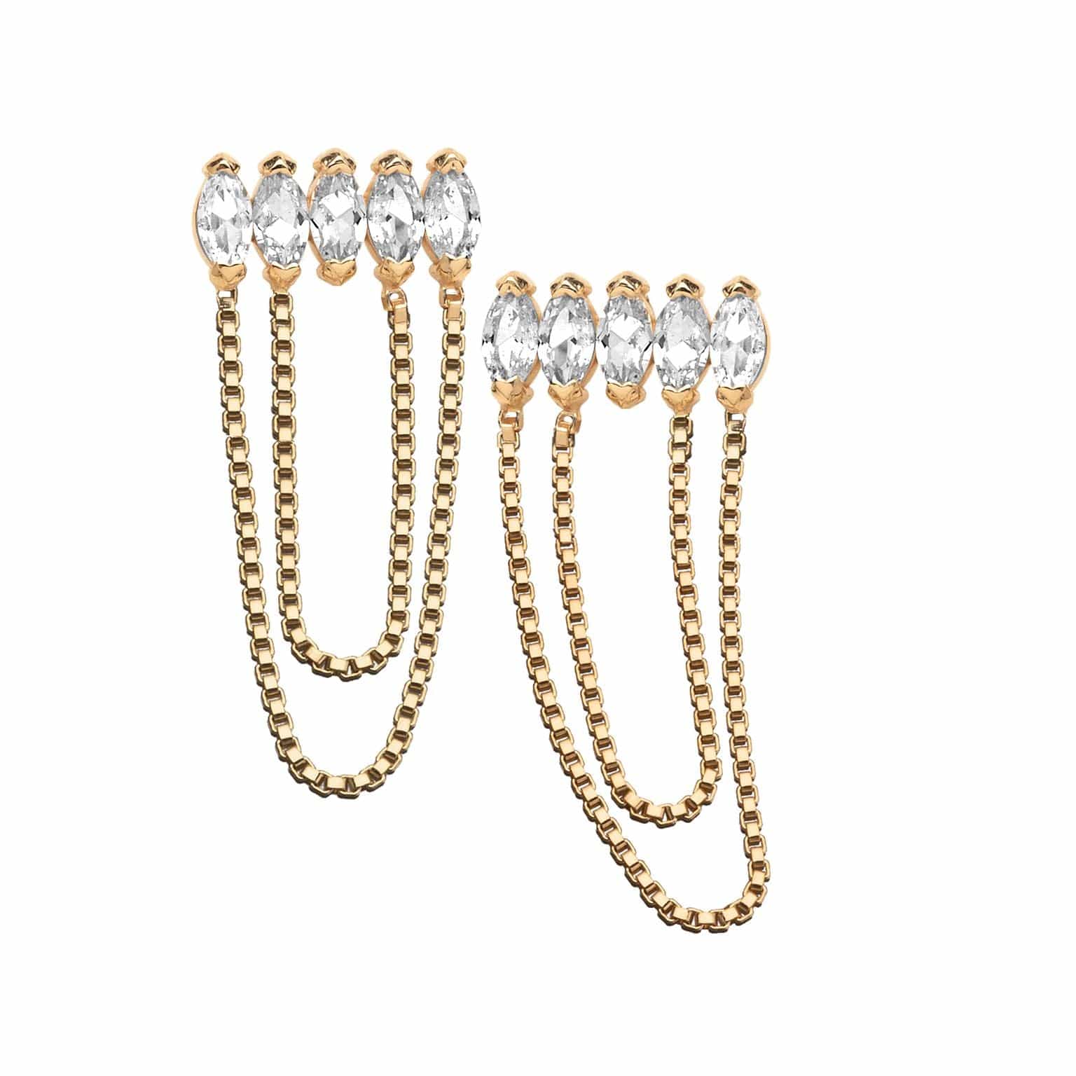 Jennifer Zeuner Jewelry Rocky Earrings 18k yellow gold plated silver