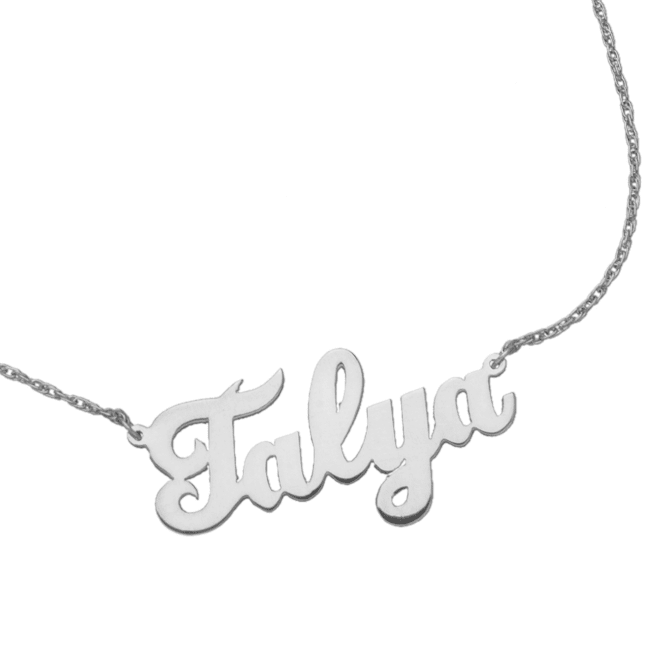 Jennifer Zeuner Jewelry Serafina Cursive Nameplate Necklace sterling silver / 17"-18"