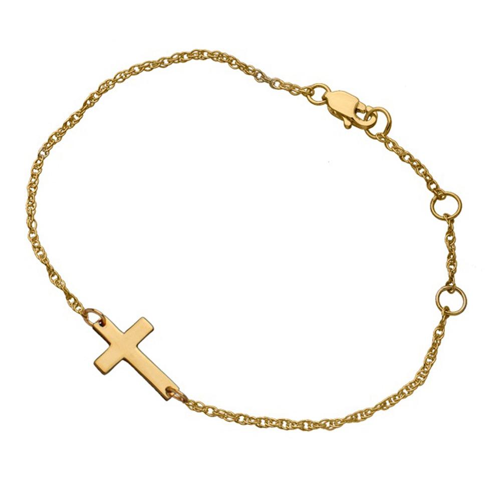 Jennifer Zeuner Jewelry Theresa 1/2"Cross Anklet gold vermeil